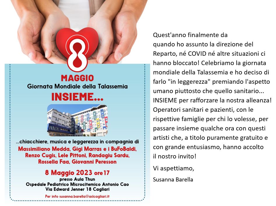 Giornata mondiale delle Talassemie: un incontro al Microcitemico Giornata mondiale delle Talassemie: un incontro al Microcitemico
