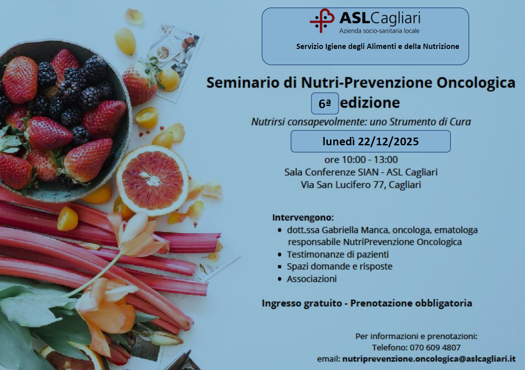 Seminario di Nutri-Prevenzione Oncologica – 6ª edizione