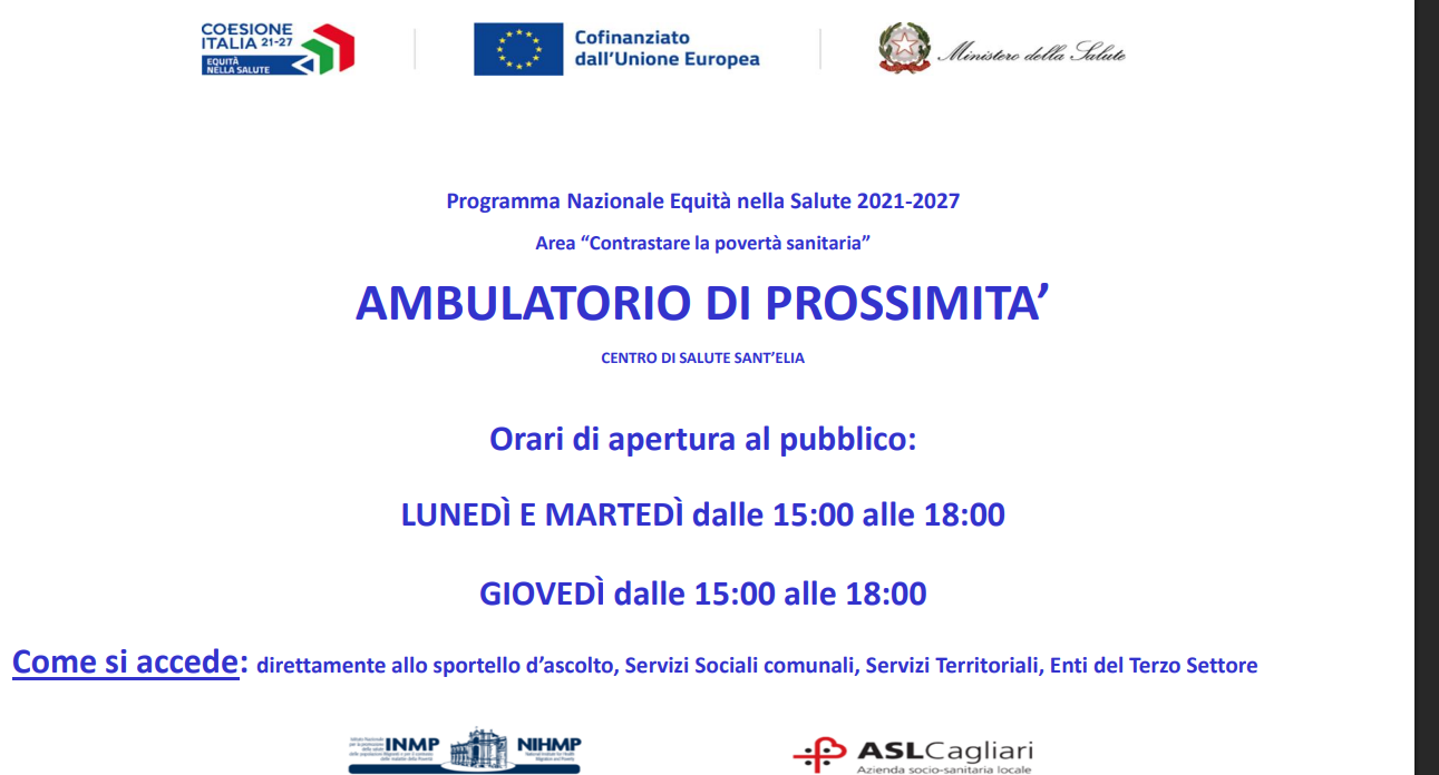 Ambulatorio di Prossimità al Centro di Salute Sant’Elia: un servizio per contrastare la povertà sanitaria